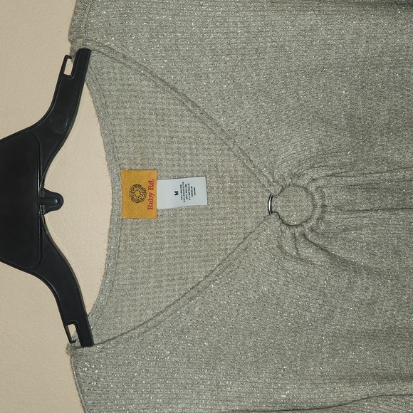 Ruby Rd Womens Size Medium Winter Luxe Cream/ivory Latte Metallic Top - Tunic - Picture 2 of 5